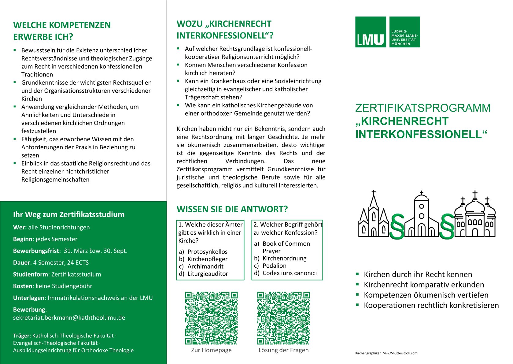 ZERTIFIKATSPROGRAMM: "Kirchenrecht interkonfessionell" 